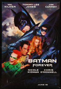 5w106 BATMAN FOREVER 2-sided advance 1sh '95 Val Kilmer, Nicole Kidman, rare upside-down reverse!
