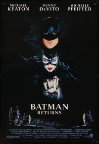 5w111 BATMAN RETURNS 1sh '92 image of Michael Keaton, Danny DeVito, Michelle Pfeiffer!