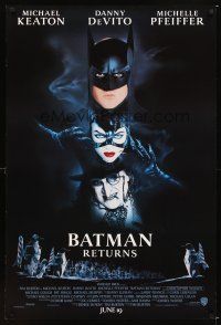 5w113 BATMAN RETURNS int'l advance DS 1sh '92 Michael Keaton, Danny DeVito, Michelle Pfeiffer!