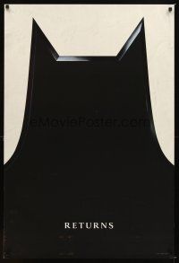 5w115 BATMAN RETURNS teaser 1sh '92 cool image of batman's cowl!