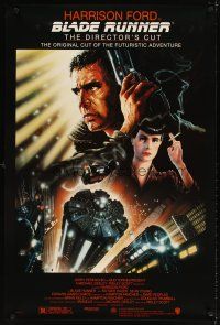 5w137 BLADE RUNNER DS 1sh R92 Ridley Scott sci-fi classic, art of Harrison Ford by John Alvin!