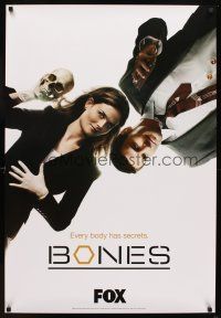 5w147 BONES TV 1sh '05 TV crime drama, cool image of Emily Deschanel holding skull!