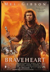 5w153 BRAVEHEART video 1sh '95 cool image of Mel Gibson as William Wallace!
