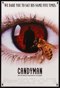 5w166 CANDYMAN 1sh '92 Clive Barker, creepy close-up image of bee in eyeball!