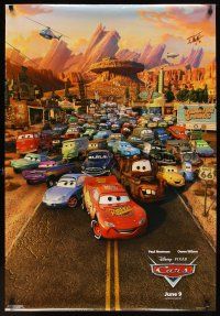 5w169 CARS advance 1sh '06 Walt Disney animated automobile racing, cool image of cast!