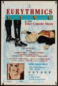 5w283 EURYTHMICS LIVE 1sh '87 sexy image of Annie Lennox rolling around on stage, concert!