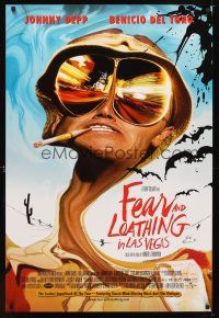 5w302 FEAR & LOATHING IN LAS VEGAS DS 1sh '98 psychedelic art of Johnny Depp as Hunter S. Thompson!