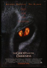 5w345 GHOST & THE DARKNESS advance 1sh '96 great image of hunters Val Kilmer & Michael Douglas!