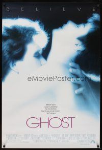 5w346 GHOST 1sh '90 classic romantic close up of dead Patrick Swayze & sexy Demi Moore!