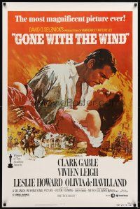 5w361 GONE WITH THE WIND 1sh R80s Clark Gable, Vivien Leigh, de Havilland, all-time classic!
