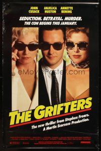 5w368 GRIFTERS 1sh '90 John Cusack, Annette Bening & Anjelica Huston all wearing sunglasses!
