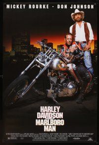 5w384 HARLEY DAVIDSON & THE MARLBORO MAN 1sh '91 Mickey Rourke & Don Johnson in title roles!