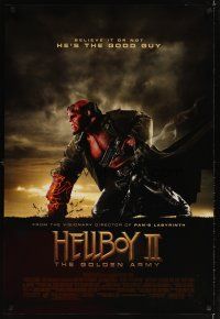 5w391 HELLBOY II: THE GOLDEN ARMY DS 1sh '08 Ron Perlman is the good guy!