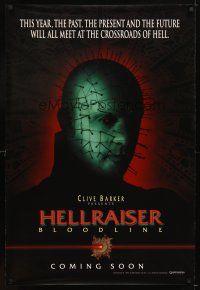 5w394 HELLRAISER: BLOODLINE teaser DS 1sh '96 Clive Barker, Pinhead at the crossroads of hell!