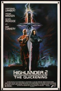5w396 HIGHLANDER 2 1sh '91 great artwork of immortals Christopher Lambert & Sean Connery!