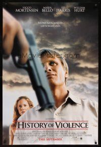 5w397 HISTORY OF VIOLENCE advance DS 1sh '05 David Cronenberg, Viggo Mortensen, sexy Maria Bello!