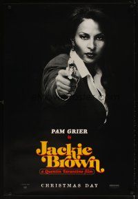 5w445 JACKIE BROWN teaser 1sh '97 Quentin Tarantino, cool image of Pam Grier in title role!