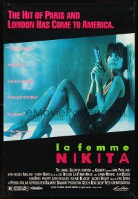5w463 LA FEMME NIKITA 1sh '91 Luc Besson, sexy Anne Parillaud w/pistol!
