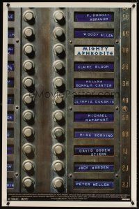 5w541 MIGHTY APHRODITE 1sh '95 Mira Sorvino, Woody Allen directed, cool call box design!