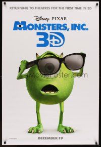 5w547 MONSTERS, INC. advance DS 1sh R12 Disney & Pixar computer animated CGI cartoon in 3D!