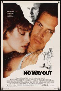 5w575 NO WAY OUT 1sh '87 close up of Kevin Costner & Sean Young, Gene Hackman