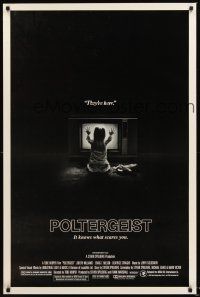5w606 POLTERGEIST 1sh '82 Tobe Hooper, classic, they're here, Heather O'Rourke by TV!