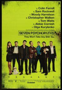 5w665 SEVEN PSYCHOPATHS advance DS 1sh '12 Colin Farrell, Sam Rockwell, Woody Harrelson, Tom Waits!