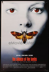 5w671 SILENCE OF THE LAMBS style D 1sh '90 great image of Jodie Foster with moth over mouth!