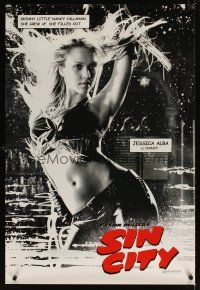 5w674 SIN CITY teaser DS 1sh '05 Frank Miller comic, black & white image of sexy Jessica Alba!