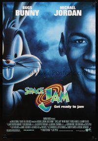 5w684 SPACE JAM DS 1sh '96 wacky image of Michael Jordan & Bugs Bunny!