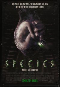 5w686 SPECIES advance 1sh '95 creepy artwork of alien Natasha Henstridge in embryo sac!