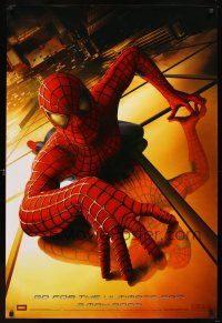 5w688 SPIDER-MAN teaser 1sh '02 Tobey Maguire crawling up wall, Sam Raimi, Marvel Comics!