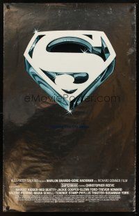 5w715 SUPERMAN foil advance 1sh '78 comic book hero Christopher Reeve, cool Bob Peak logo art!