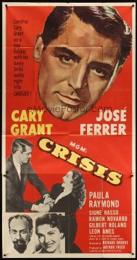5s643 CRISIS 3sh '50 great huge headshot artwork of Cary Grant, plus Paula Raymond & Jose Ferrer!