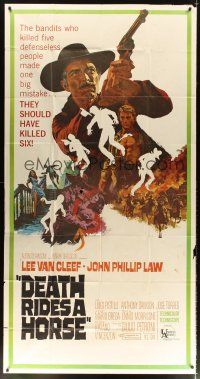 5s652 DEATH RIDES A HORSE 3sh '67 cool artwork of cowboy Lee Van Cleef by Jack Thurston!