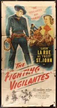 5s677 FIGHTING VIGILANTES 3sh '48 great full-length artwork of Lash La Rue holding whip!
