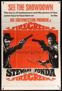 5s047 FIRECREEK 40x60 '68 cool artwork of cowboys James Stewart & Henry Fonda!
