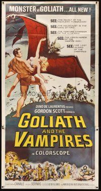 5s694 GOLIATH & THE VAMPIRES 3sh '64 Maciste Contro il Vampiro, cool Reynold Brown horror art!