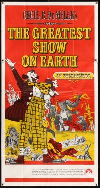 5s699 GREATEST SHOW ON EARTH int'l 3sh R70s Cecil B. DeMille circus classic, clown James Stewart!