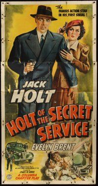 5s712 HOLT OF THE SECRET SERVICE 3sh '42 art of famous action star Jack Holt in his first serial!