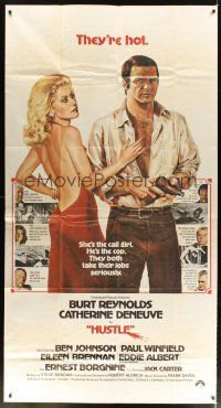 5s726 HUSTLE int'l 3sh '75 Robert Aldrich, art of Burt Reynolds & sexy Catherine Deneuve!