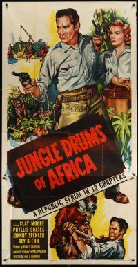5s736 JUNGLE DRUMS OF AFRICA 3sh '52 Clayton Moore with gun & Phyllis Coates, Republic serial!