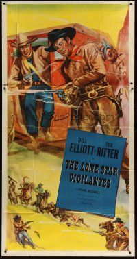 5s748 LONE STAR VIGILANTES 3sh R53 cool art of Wild Bill Elliott & Tex Ritter on stagecoach!