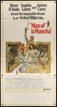 5s759 MAN OF LA MANCHA domestic 3sh '72 Peter O'Toole, Sophia Loren, cool Ted CoConis art!