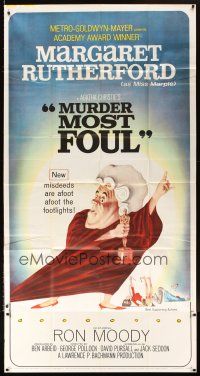 5s775 MURDER MOST FOUL 3sh '64 art of Margaret Rutherford, written by Agatha Christie!