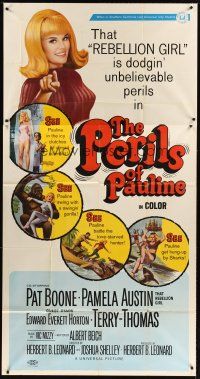 5s797 PERILS OF PAULINE 3sh '67 Rebellion Girl Pamela Austin is dodgin' unbelievable perils!