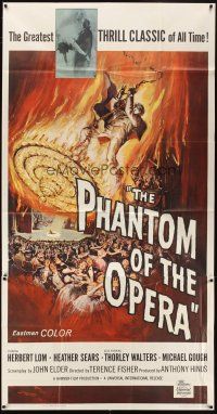 5s799 PHANTOM OF THE OPERA 3sh '62 Hammer horror, Herbert Lom, cool art by Reynold Brown!