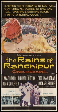 5s813 RAINS OF RANCHIPUR 3sh '55 Lana Turner, Richard Burton, rains couldn't wash their sin away!