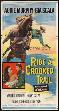 5s821 RIDE A CROOKED TRAIL 3sh '58 cowboy Audie Murphy on horseback & with sexy Gia Scala!
