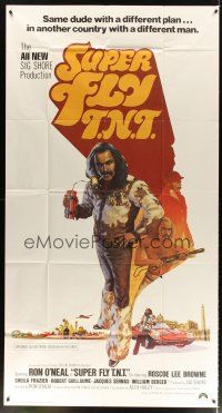 5s857 SUPER FLY T.N.T. int'l 3sh '73 great artwork of Ron O'Neal holding dynamite by Craig!